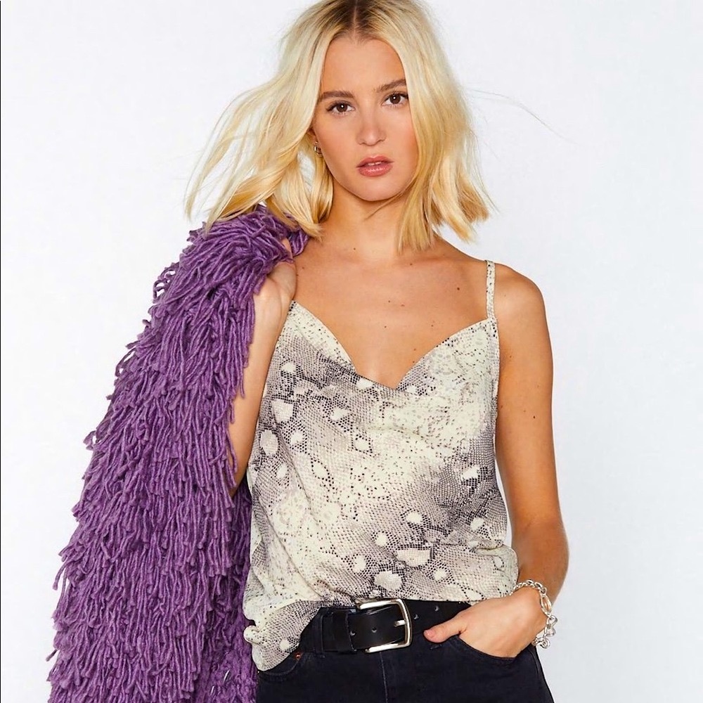 Nasty gal What Difference Does It Snake Cami Top –– NWT
